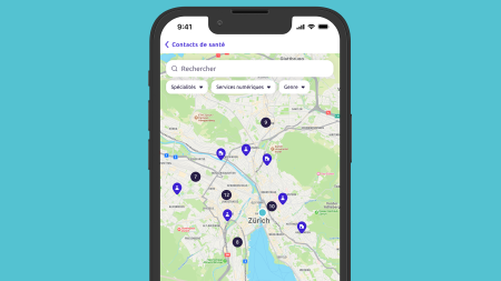 Vue de la carte dans l'application